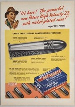 1947 Print Ad Peters High Velocity 22 Long Rifle Shells Bridgeport,Connecticut - £13.40 GBP