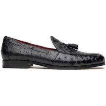 Aubiere Genuine Ostrich Quill Tassel Loafers Black image 2
