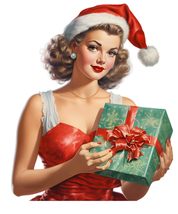 Gift Vintage Christmas Pin-up Girl Vinyl Decal Sticker UV &amp; Water Proof ... - $109.41 MXN