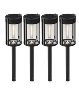 New GTX Solar LED Pathway Lights, 4-pack Vintage Bulbs Black Finish 25 L... - $89.95