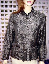 COLDWATER CREEK Shimmering Pewter/Black Animal Print Jacket w/ Trim (PS)... - $29.30