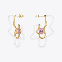 Irregular White Flower Dangle Earrings For Women Gold Fashion Jewelry Zircon Pie - £27.27 GBP