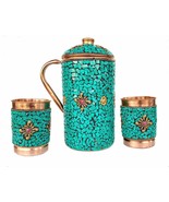 Pure Copper Jug - 2 Glass Drinkware Set Dinnerware Tableware Pitcher out... - $98.00 CAD