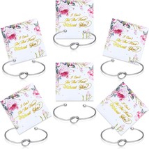 6x Bridesmaid Knot Bracelets – Silver Cuff Bangles w/ Gift Cards Wedding... - €12,48 EUR