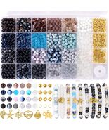 1377pcs Glass Beads Kit – Neutral 6mm Beads with Gold Spacers for DIY Je... - $29.99