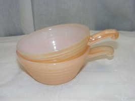 Vintage Fire King Glass Peach Luster Lustre 5&quot; Bowl w Handle set of 2 12-C - $553.18 MXN