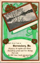 Vtg Postcard 1910 - Here I am in Warrensburg MO - Embossed - £4.23 GBP