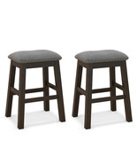 2 Piece 24.5 Inch Counter Height Bar Stool Set with Padded Seat-Gray - C... - £111.70 GBP