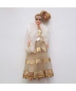 Dawn Model Agency Denise Doll Gold Go Round Dress With Fur 8311  Green Flaw - £48.11 GBP