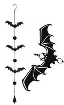 Guardian Of The Night Triple Bats Metal Beaded Wall Hanging Mobile Wind Chime - £20.88 GBP