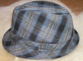 mens hat fedora  mediun/large checkered blue - $15.20