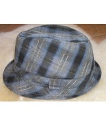 mens hat fedora  mediun/large checkered blue - $20.78 CAD