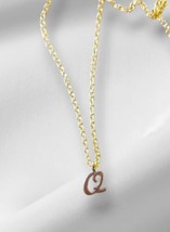 Dainty Initial Q Letter Necklace Yellow Gold Plated 18 in - $9.89