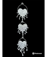 Vintage 70&#39;s Ivory Mesh Scroll Graduating Heart Baskets Faceted Dangle T... - $34.06 CAD