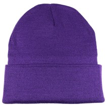 Unisex Plain Warm Knit Beanie Hat Cuff Skull Ski Cap purple 1pcs - $9.99