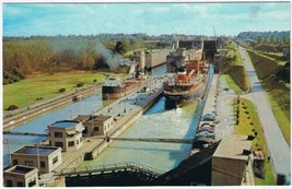 Postcard Steamers Twin Flight Locks Welland Canal St Lawrence Seaway Thorold ON - $6.92