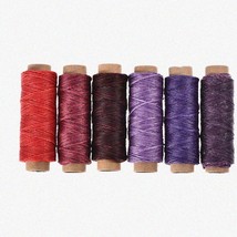 ColorStitch Leather Thread Set: 6 Vibrant 55-Yard Waxed Polyester Cords for Hand - £25.14 GBP