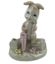 Vintage Japan Bunny with Umbrella Porcelain Figurine Adorable 3.5 Inches - £5.06 GBP