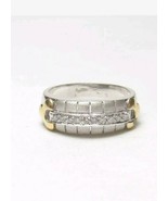 Wide Estate 14K White, Yellow Gold 10 Brilliant Cut Diamond Band Ring 0.... - £272.14 GBP