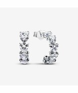 925 Sterling silver Sparkling Hearts Open Hoop Earrings 293657C01 - $26.89 CAD