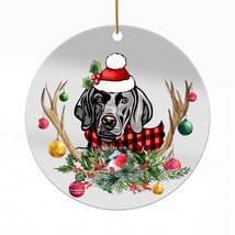Cute Weimaraner Dog Antlers Reindeer Christmas Ornament Acrylic Gift Tree Decor - £13.14 GBP