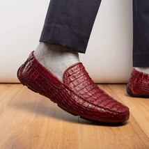 Remo Genuine Caiman Slip On Driving Loafers Wine image 11