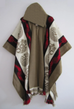 Llama Poncho with Hood | Soft and Comfortable Wool | Navajo Design | Handcrafted - £56.04 GBP