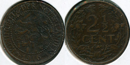 Netherlands. 2 1/2 Cent. 1916 (Coin KM#150. aUnc) - £19.11 GBP