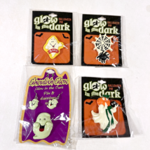 Vintage ? Glow In The Dark Pin Lot of 4 Witch Ghost  Spider Web Pumpkin Head New - £17.51 GBP