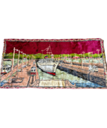 Vintage Italian Tapestry Rug The Panama Canal 39”W X 19”H Steam Boat Tra... - £50.97 GBP