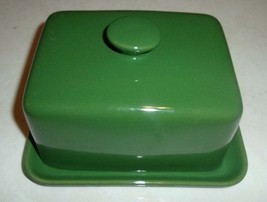 Ciroa Green Color Gloss Hand Glazed Large Covered Ceramic Kitchen Butter/Cheese  - £34.35 GBP