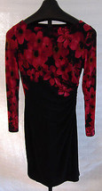NWT Lauren Ralph Lauren Black with large Pink flower Print Dress Misses ... - $59.39