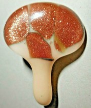 Mushroom Pin Brooch Solid Glass W Copper Sparkles Shimmer BOHO Hippy 1 1/2&quot; Long - £15.97 GBP
