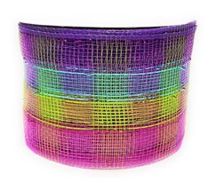 Vibrant Rainbow Four Color 4" Metallic Deco Mesh Ribbon Roll (Purple, Blue, Lime - $15.63