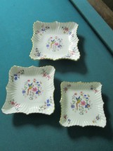 HAMMERSLEY ENGLAND THREE SQUARE VANITY DISHES PARADISE BIRDS FLOWERS - $123.75