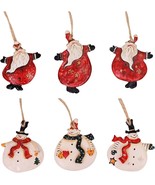 Christmas Santa Hanging Ornament Resin Snowman Decor Set of 6, 3X2.5 Inc... - £10.95 GBP
