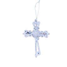 Clear Glass 4” Cross Christmas Ornament sparkle Tree - £13.92 GBP