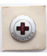 VTG Red Cross Volunteer Pin Round Gold Tone Red White Enamel Service Rec... - €11,05 EUR