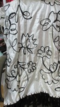 &quot;&quot;IVORY WITH LARGE BLACK FLORAL OUTLINE&quot;&quot; - TABLECLOTH, WRAP, THROW - GI... - $11.89