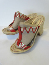Born Crown Series Red &amp; Gold Leather Platform Comfort Wedge Sandals 40.5 9 - £47.57 GBP