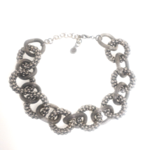 Graziano Necklace Gunmetal Oval and Round Alternating Mesh Beaded Links 20&quot; - £27.38 GBP