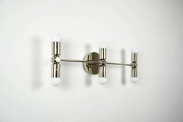 Mid Century Wall Sconce Light 6 Arm Chrome Nickle Finish Vanity Brass light - £177.39 GBP