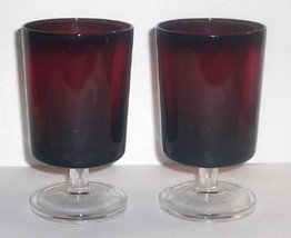 2 Cris D’Arques Durand Stemmed 5 1/8&quot; WATER CAVALIER Ruby Red Bar Glasses - $9.89
