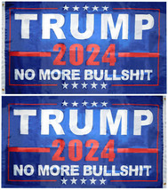 Trump 2024 No More Bull$Hit Blue Double Sided 150D Woven Poly Nylon 3&#39;X5&#39; Flag - £40.03 GBP