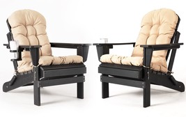 Folding Adirondack Chairs By Nalone, Set Of 2 With Cushion And Cup Holder, Hdpe - £272.47 GBP