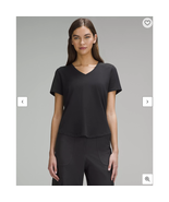 NEW Black Lululemon Athletica Love V-Neck T-Shirt Women Size 4 LW3EPGS X... - $66.54 CAD