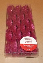 Christmas Shatterproof Ornaments 12pc Glitter Spiral Fuchsia Celebrate I... - €6,55 EUR