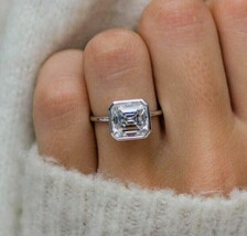 2Ct Asscher Cut Diamond Lab Created Women Engagement Ring 14K White Gold Plated - £77.25 GBP