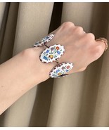 Vintage hand painted folk art Dutch Enamel bracelet - $556.23 MXN