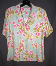 Vintage Tommy Bahama Silk Shirt Women’s Sz Medium Floral Button Up Short... - $24.74